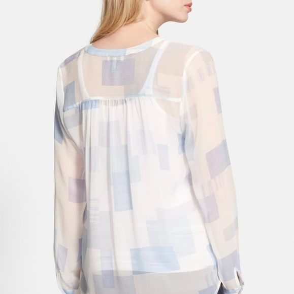 Joie Gudelia B' Color Block Sheer Silk Shi… - Picture 3 of 5